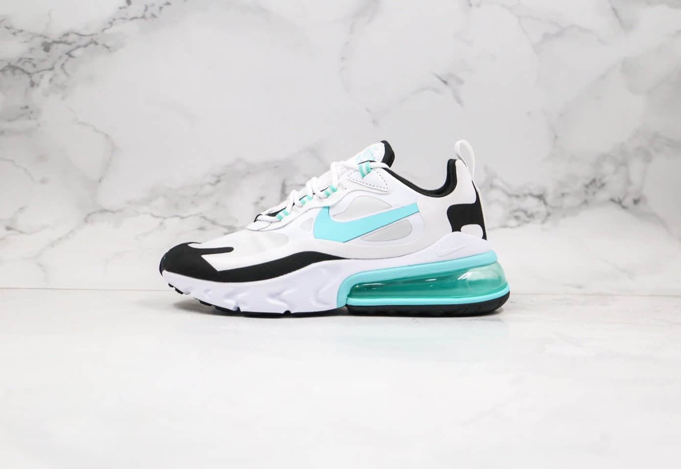 耐克Nike Air Max 270 React纯原版本气垫鞋Max270白灰蓝色内置真小潘气垫搭载高弹MD大底 货号：CJ0619-001