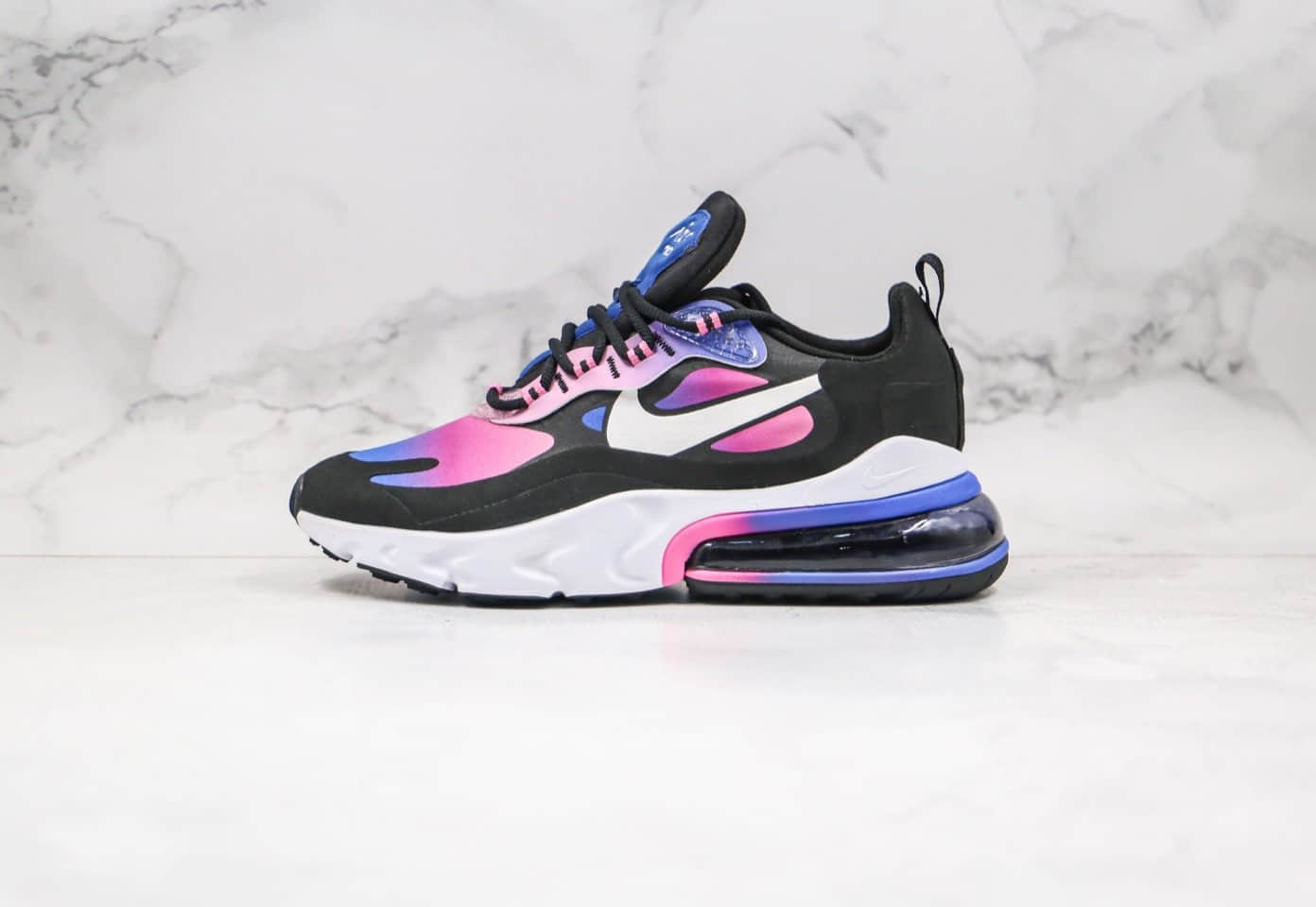 耐克Nike Air Max 270 React纯原版本气垫鞋炫彩黑粉色原盒原标区别市面通货版本 货号：BV3387-400