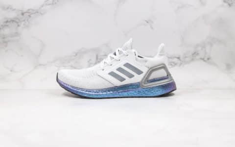 阿迪达斯Adidas Ultra Boost 20 Consortium纯原版本爆米花跑鞋UB6.0灰蓝色正确网纱鞋面材质原盒原标 货号：EG0755