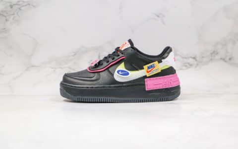 耐克Nike Air Force 1 Shadow纯原版本低帮空军一号马卡龙笑脸黑粉色原档案数据开发 货号：CU4743-001