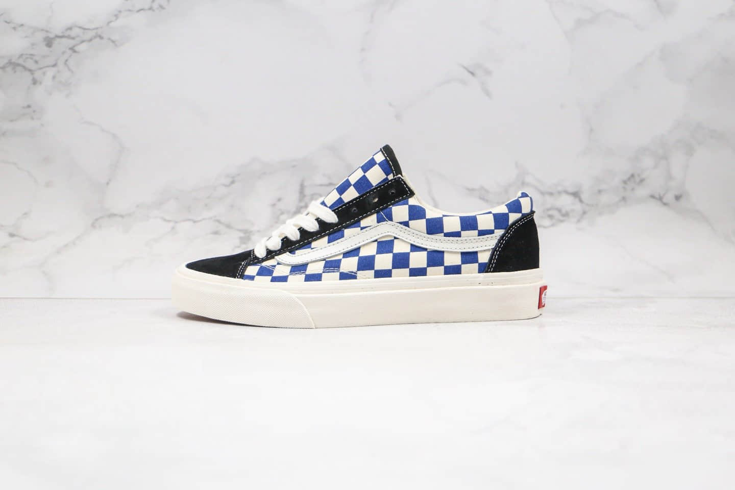 万斯Vans style 36公司级版本新款黑蓝白色棋盘格硫化板鞋原盒原标内置钢印 货号：AS40