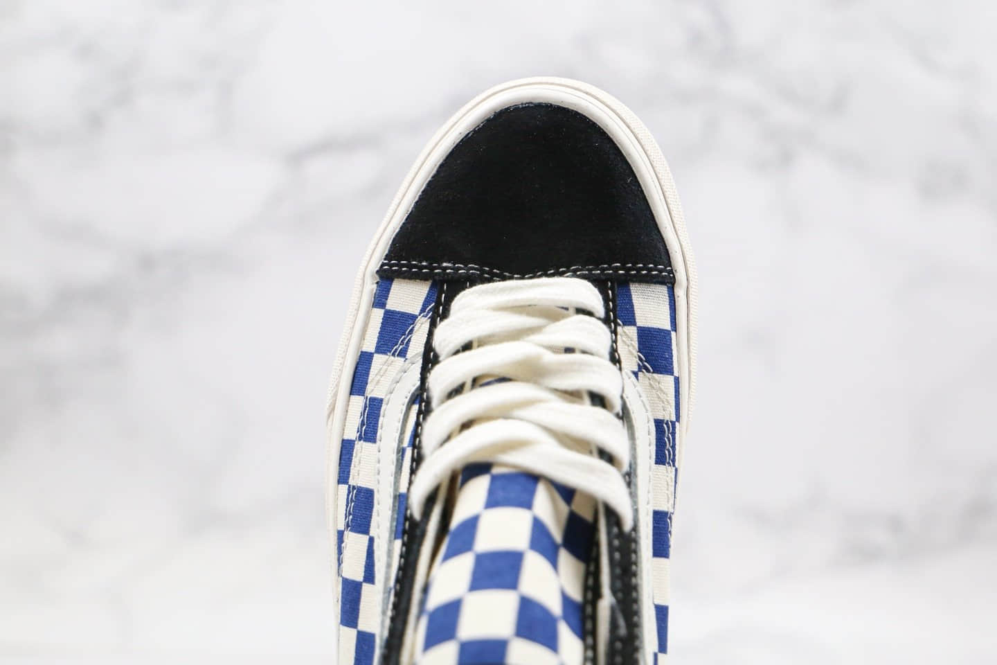 万斯Vans style 36公司级版本新款黑蓝白色棋盘格硫化板鞋原盒原标内置钢印 货号：AS40