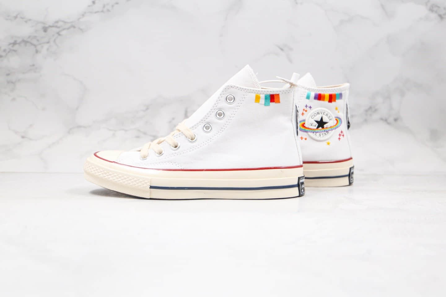 匡威Converse Chuck 1970s x Chanel公司级版本香奈儿联名款星球刺绣花卉白色高帮帆布鞋正确PU硅蓝软中底原档案数据开发