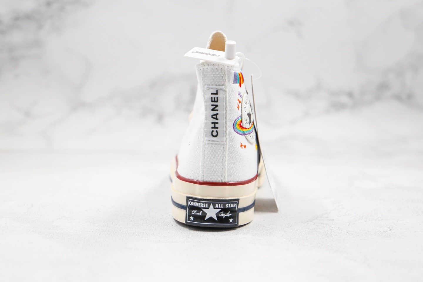 匡威Converse Chuck 1970s x Chanel公司级版本香奈儿联名款星球刺绣花卉白色高帮帆布鞋正确PU硅蓝软中底原档案数据开发