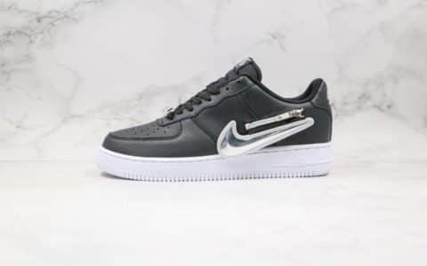 耐克Nike Air Force 1 Low 07 PRM Zip Swoosh纯原版本低帮空军一号黑色镭射钩换钩内置气垫配件齐全 货号：CW6558-001