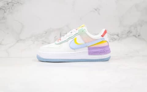 耐克NIke Air Force 1 Shadow纯原版本低帮马卡龙小仙女气垫糖果水晶底手绘童真配色原盒原标原楦头纸板打造 货号：CW2630-141