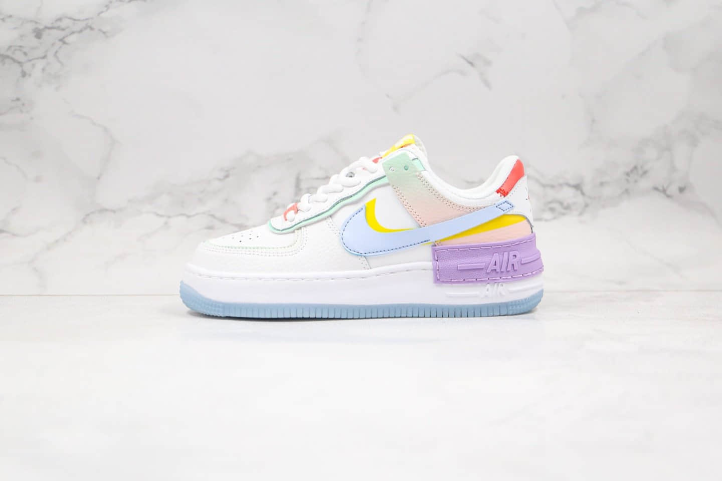 耐克NIke Air Force 1 Shadow纯原版本低帮马卡龙小仙女气垫糖果水晶底手绘童真配色原盒原标原楦头纸板打造 货号：CW2630-141