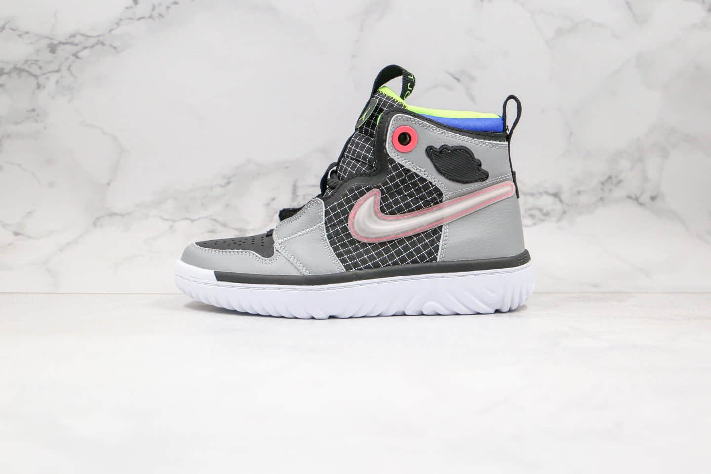 乔丹Air Jordan 1 React纯原版本高帮黑灰色瑞亚大底AJ1原档案数据开发正确后跟定型 货号：AR5321-002
