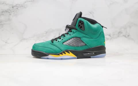 乔丹Air Jordan 5 Oregon Ducks纯原版本鸭子绿色俄勒冈AJ5原盒原标原楦头纸板打造正确3M反光鞋舌 货号：454803-535