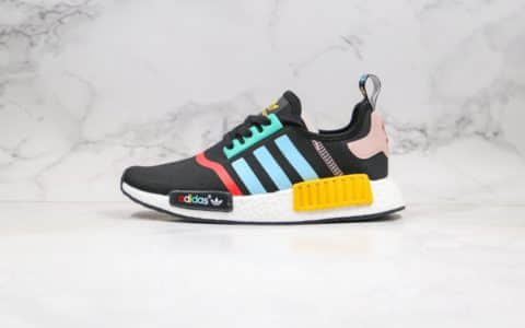 阿迪达斯Adidas Nmd R1纯原版本三叶草黑彩虹黑蓝粉色内置爆米花大底原盒原标 货号：FV7286