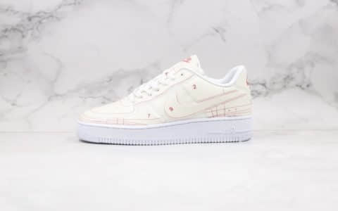 耐克Nike Air Force 1 LX Summit White纯原版本低帮空军一号图纸几何图案红白色内置气垫原档案数据开发 货号：CI3445-100