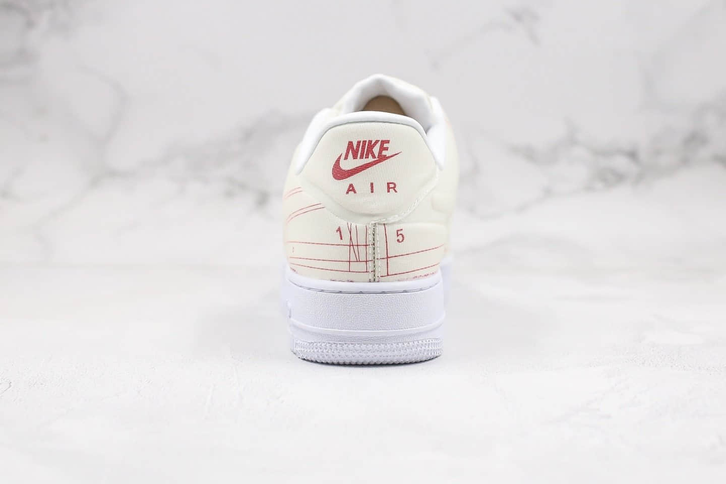 耐克Nike Air Force 1 LX Summit White纯原版本低帮空军一号图纸几何图案红白色内置气垫原档案数据开发 货号：CI3445-100