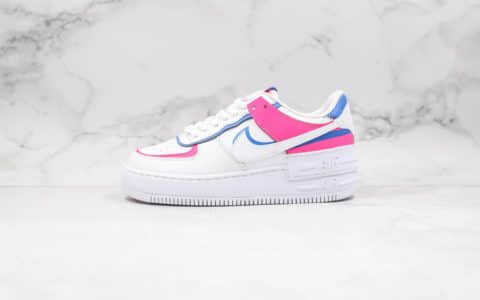 耐克Nike WMNS Air Force 1 Shadow纯原版本低帮空军一号马卡龙蓝粉色正确EVA发泡中底原材料鞋面材质 货号：CU3012-111