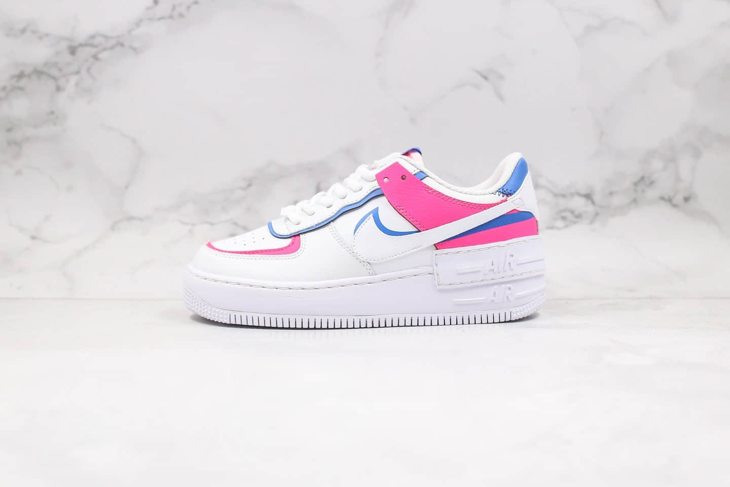 耐克Nike WMNS Air Force 1 Shadow纯原版本低帮空军一号马卡龙蓝粉色正确EVA发泡中底原材料鞋面材质 货号：CU3012-111