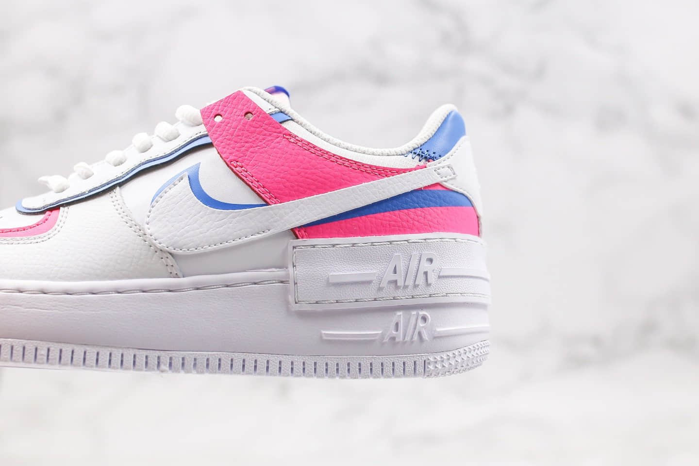 耐克Nike WMNS Air Force 1 Shadow纯原版本低帮空军一号马卡龙蓝粉色正确EVA发泡中底原材料鞋面材质 货号：CU3012-111