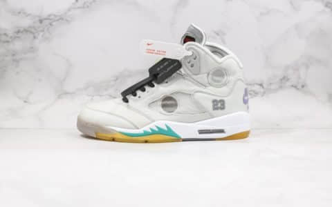 乔丹OFF-WHITE X Air Jordan 5纯原版本联名款OW AJ5蝉翼浅灰色内置气垫原档案数据开发 货号：CT8480-105