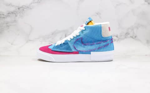 耐克Nike SB Blazer Mid Edge纯原版本高帮开拓者蓝粉拆线原盒原标区别市面通货版本 货号：CI3833-400