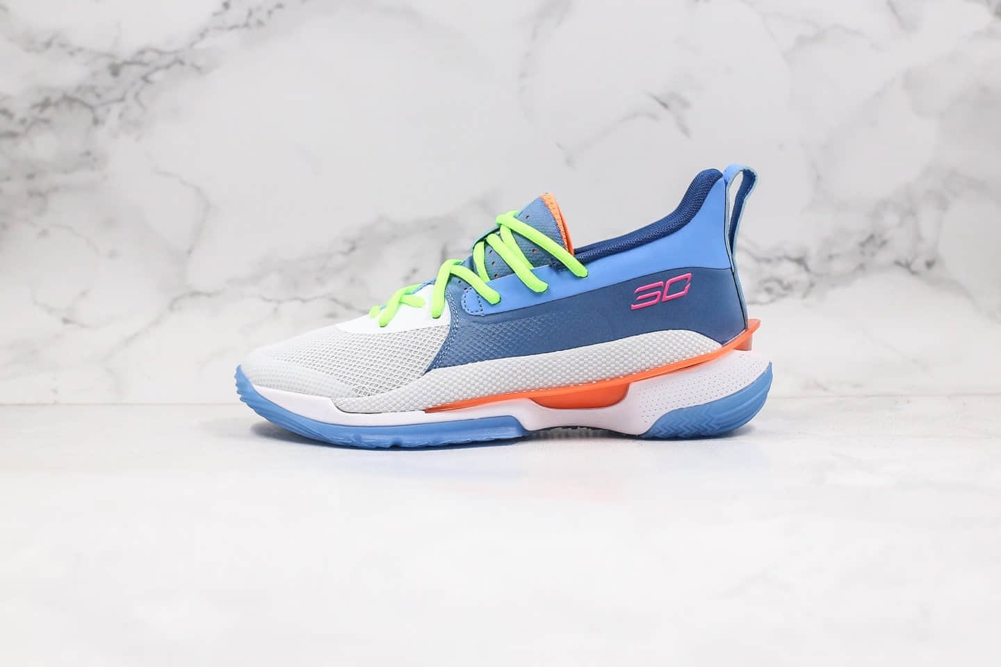 安德玛UNDER ARMOUR CURRY 7纯原版本库里7代篮球鞋蓝白色原鞋一比一开发支持实战 货号：3021258-404