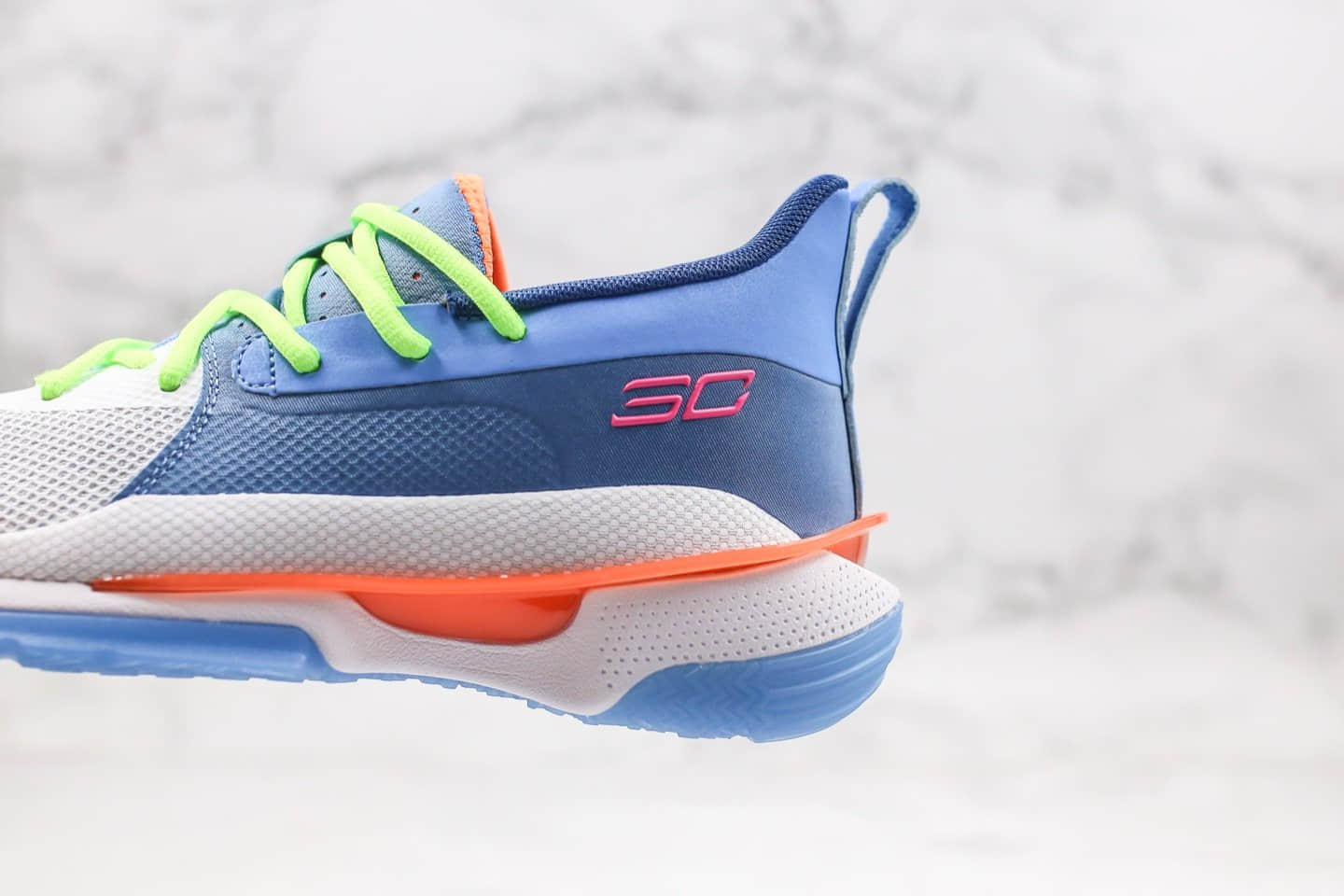 安德玛UNDER ARMOUR CURRY 7纯原版本库里7代篮球鞋蓝白色原鞋一比一开发支持实战 货号：3021258-404