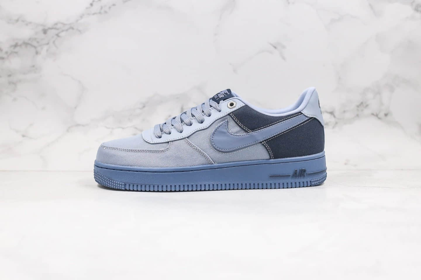 耐克Nike Air Force 1'07 PRM 3纯原版本低帮空军一号牛仔蓝色拼接配色内置气垫原档案数据开发 货号：CI1116-400