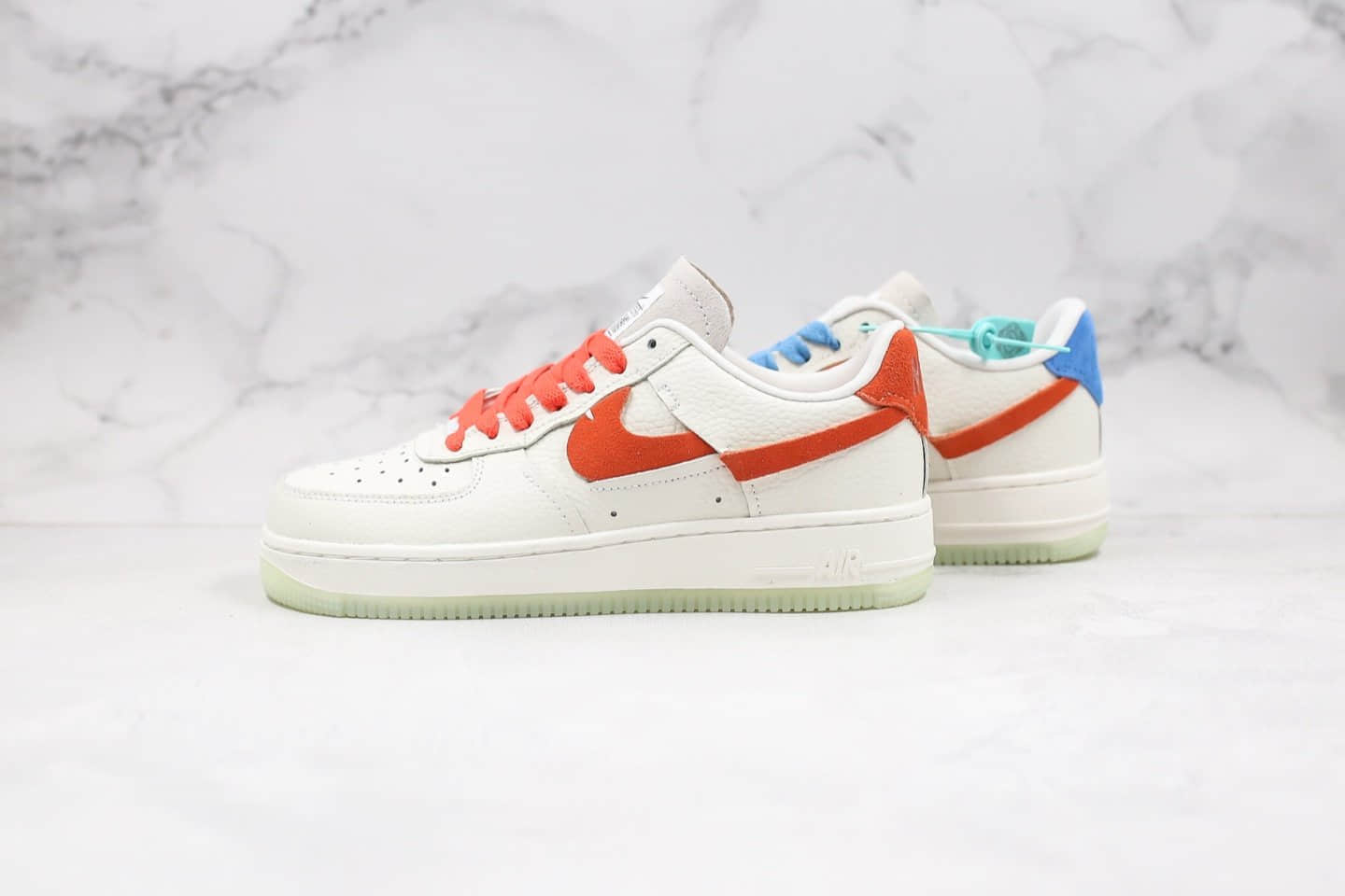 耐克Nike Air Force 1 Vandalized 'SailGreen'纯原版本低帮夜光底鸳鸯断勾蓝绿色原鞋开模一比一打造 货号：BV0740-105