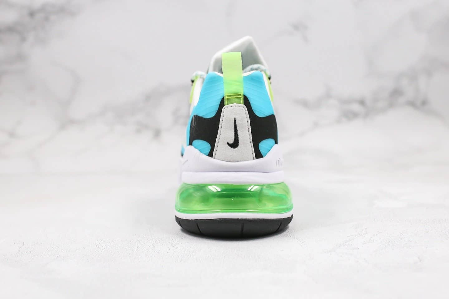 耐克Nike Air Max 270 React纯原版本气垫慢跑鞋Max270白蓝绿色清爽蓝珊瑚黑内置真小潘气垫缓震 货号：CT1265-300