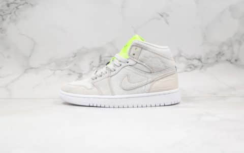 乔丹Air Jordan 1 Mid WMNS纯原版本中帮AJ1海盐荧光绿米白色原厂AJ鞋舌原厂后跟定型 货号：CV3018-001