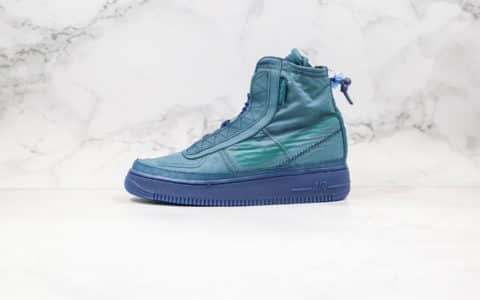 耐克Nike Air Force 1 Shell WMNS纯原版本高帮空军一号机能深蓝色内置气垫原楦头纸板打造 货号：BQ6096-300