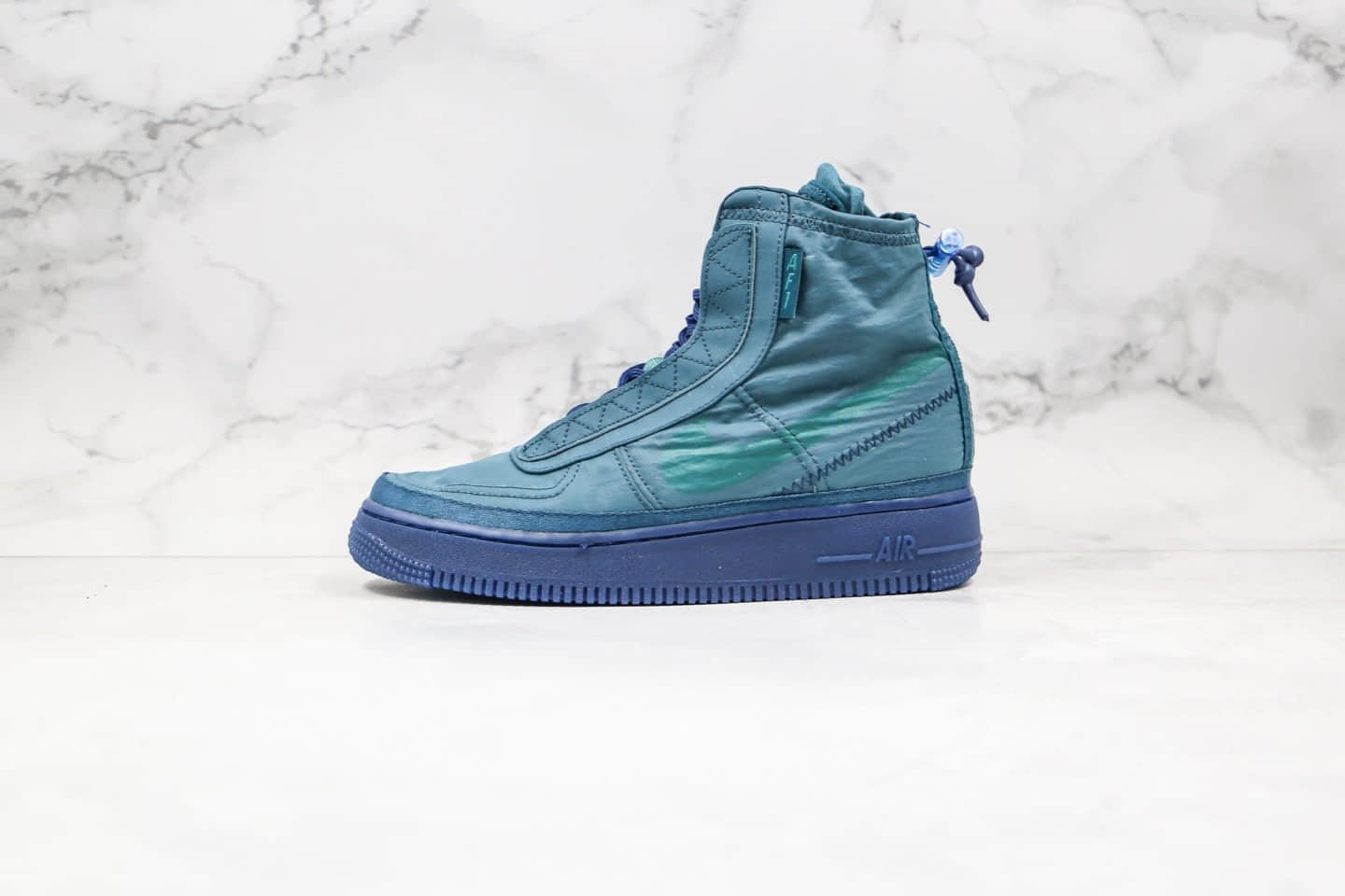 耐克Nike Air Force 1 Shell WMNS纯原版本高帮空军一号机能深蓝色内置气垫原楦头纸板打造 货号：BQ6096-300