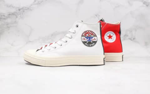 匡威Converse Chuck 70s公司级版本高帮黑标拼接黑白拼色豹纹帆布鞋原厂硫化正确PU硅蓝中底 货号：166747C