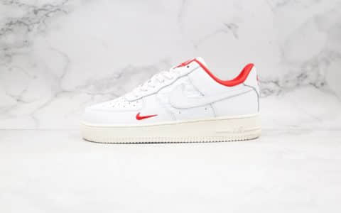 耐克KITH x Air Force1 Ronnie Fieg纯原版本低帮空军一号超级联名款浮雕印花LOGO白红色内置全掌Sole气垫原盒原标 货号：AO2132-104