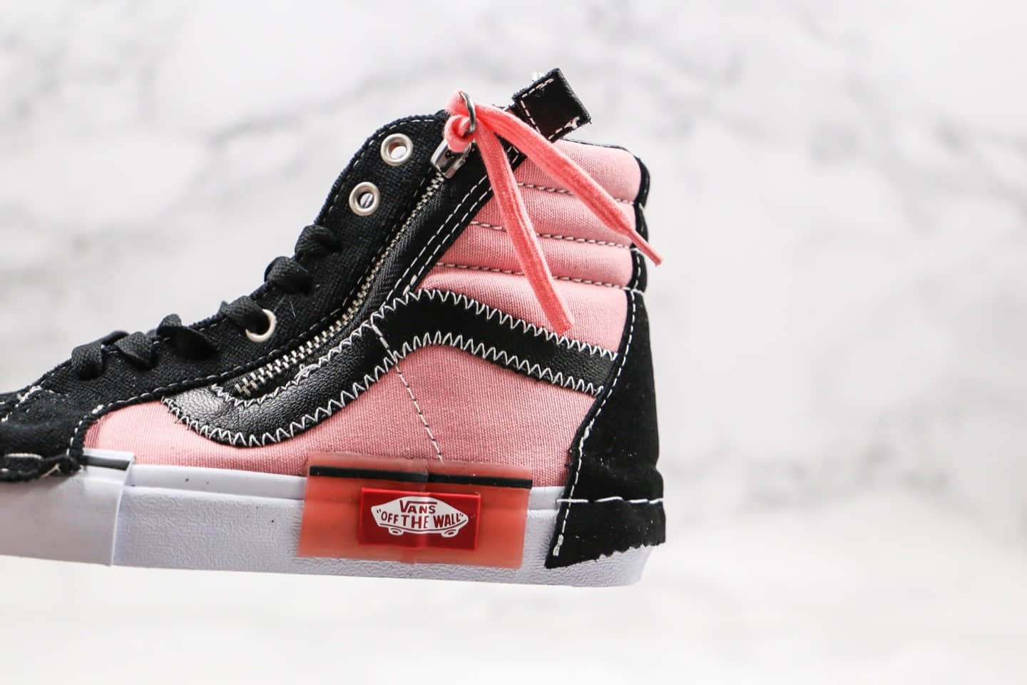 万斯Vans Vault Sk8-Hi Cap LX公司级版本解构主义高帮帆布硫化板鞋黑粉配色高清洁度做工