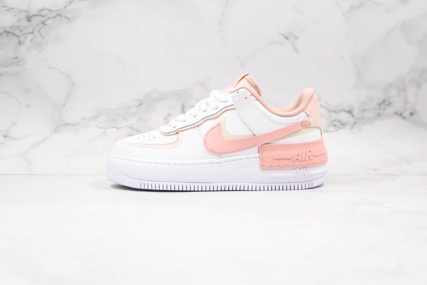 耐克Nike Air Force 1 Shadow公司级版本空军一号解构小红书ins爆款粉白配色正确模具大底 货号：CQ9503-100