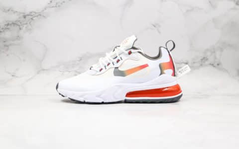 耐克Nike Air Max 270 React公司级版本半掌气垫跑鞋炫彩米白渐变配色独立私模 货号：CD6615-100