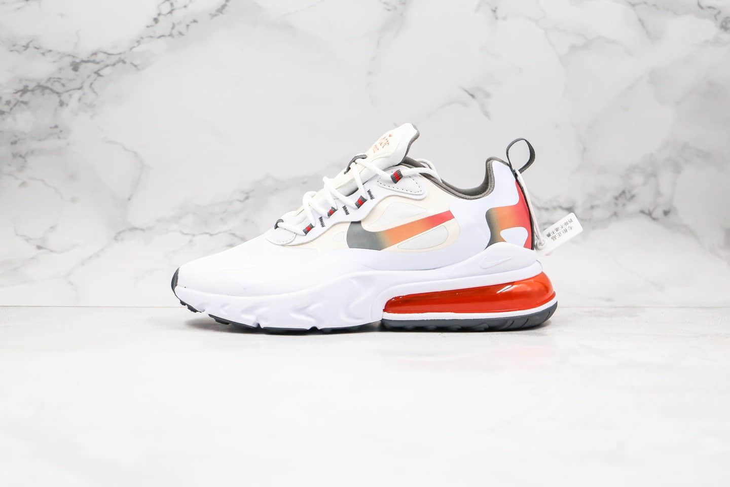 耐克Nike Air Max 270 React公司级版本半掌气垫跑鞋炫彩米白渐变配色独立私模 货号：CD6615-100