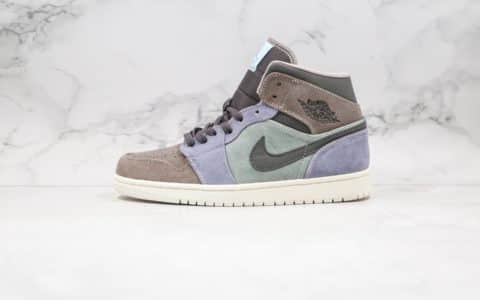 乔丹Air Jordan 1 Mid公司级版本中帮AJ1灰棕紫配色原楦开模原标原盒 货号：852542-203