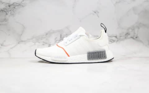 阿迪达斯adidas NMD R1纯原版本爆米花跑鞋NMD白灰橙色原盒原标原楦头纸板打造 货号：EE5086