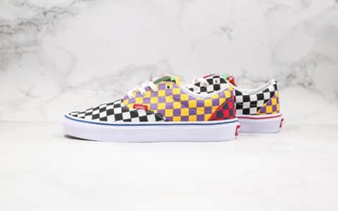 万斯VANS Sneakersnstuff公司级版本低帮硫化板鞋棋盘格鸳鸯拼色海滩撞色黄红色原盒原标