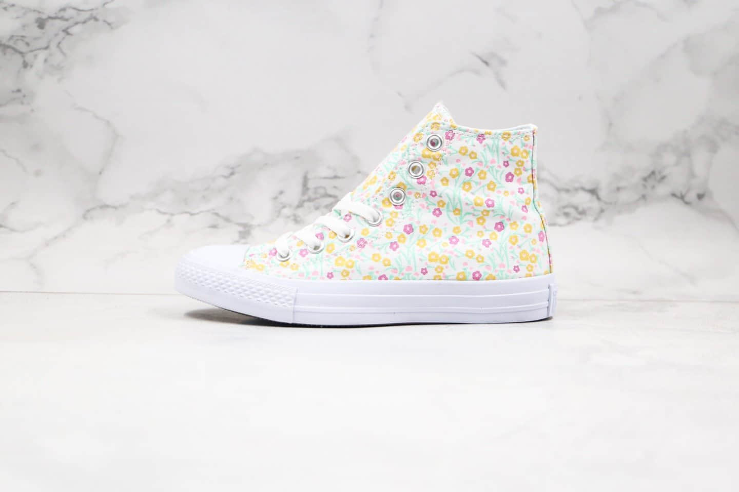 匡威Converse Chuck Taylor All Star公司级版本高帮帆布鞋小碎花彩色原盒原标正确双围条硫化大底 货号：666875C