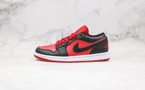 乔丹Air Jordan 1 Low纯原版本低帮AJ1黑红禁穿正确LOGO刺绣原盒原标 货号：553558-610