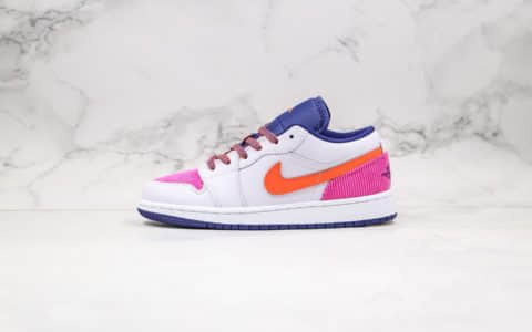 乔丹Air Jordan 1 Low GS Pink Corduroy纯原版本低帮AJ1白粉橙紫色拼接灯芯绒女神配色内置气垫原楦头纸板打造 货号：554723-502