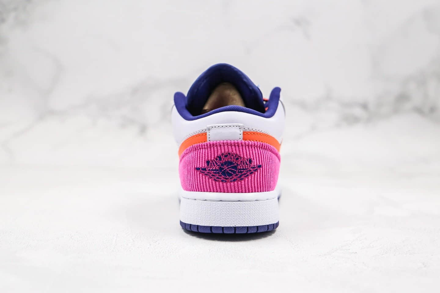 乔丹Air Jordan 1 Low GS Pink Corduroy纯原版本低帮AJ1白粉橙紫色拼接灯芯绒女神配色内置气垫原楦头纸板打造 货号：554723-502