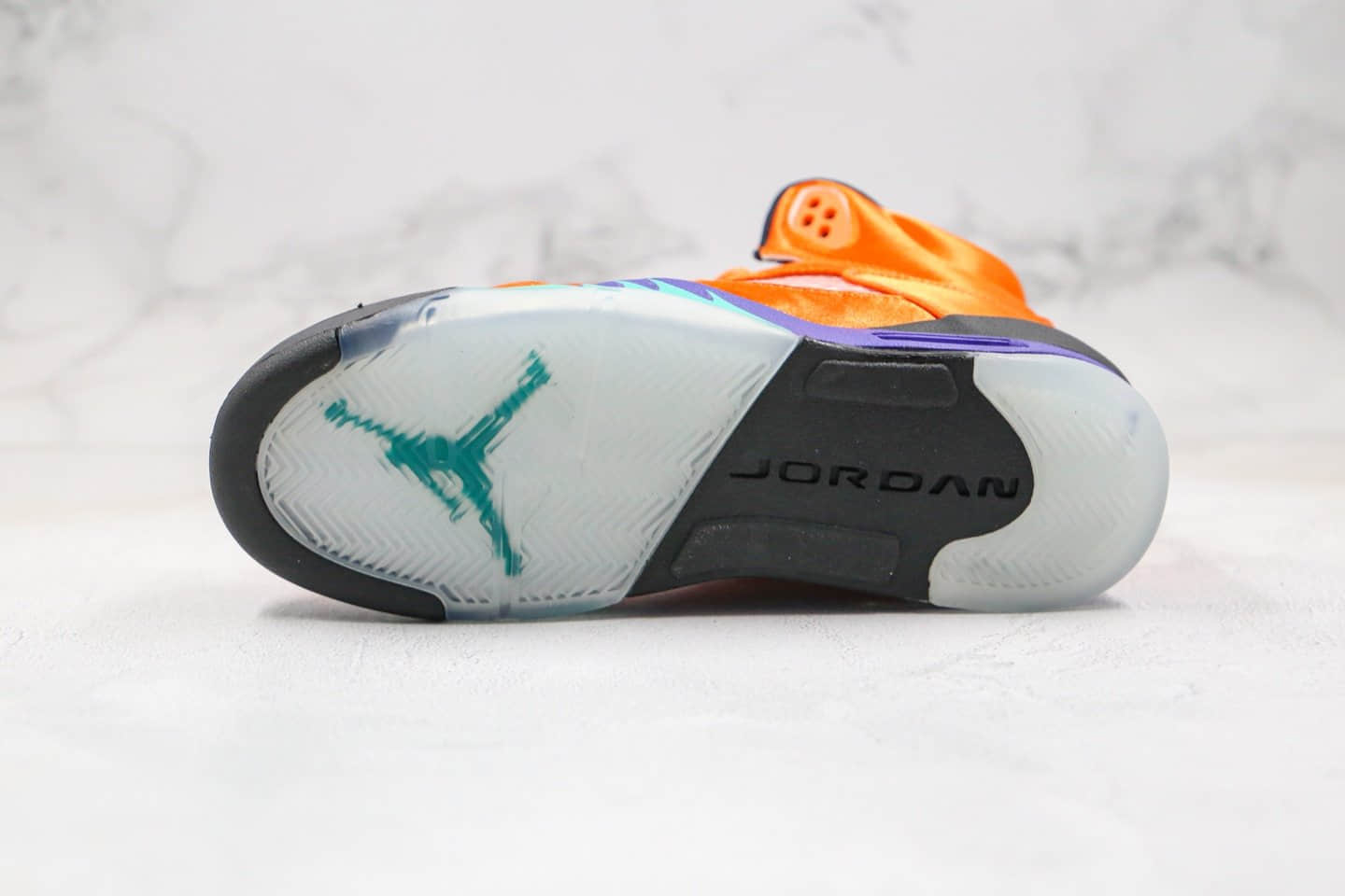 乔丹Air Jordan 5 Fresh Prince纯原版本丝绸绸缎橙蓝色高帮AJ5原盒原标正确后跟定型鞋面材质 货号：136027-007