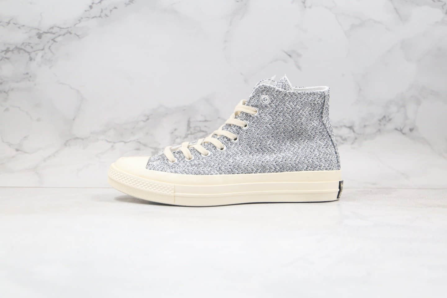 匡威CONVERSE CHUCK TAYLORALL STAR 1970S SNLRENEW Hi公司级版本高帮帆布鞋环保针织灰色毛线配色正确双围条硫化蓝底 货号：166702C