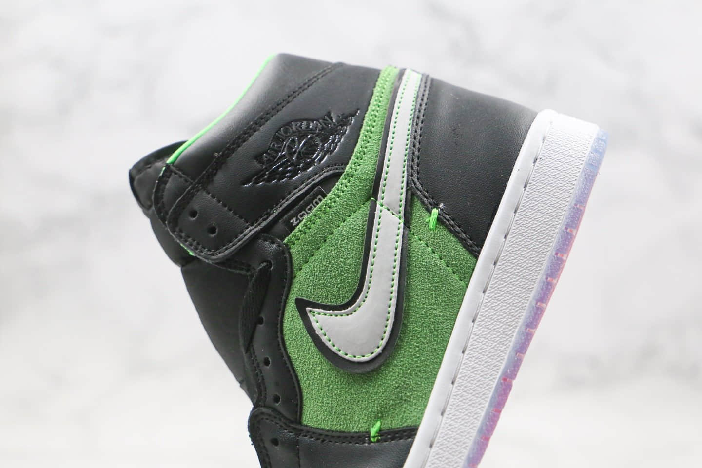 乔丹AIR JORDAN 1 HIGH ZOOM RAGE GREEN公司级版本高帮AJ1黑绿色果冻彩虹底原盒原标原楦头纸板打造 货号：CK6637-300