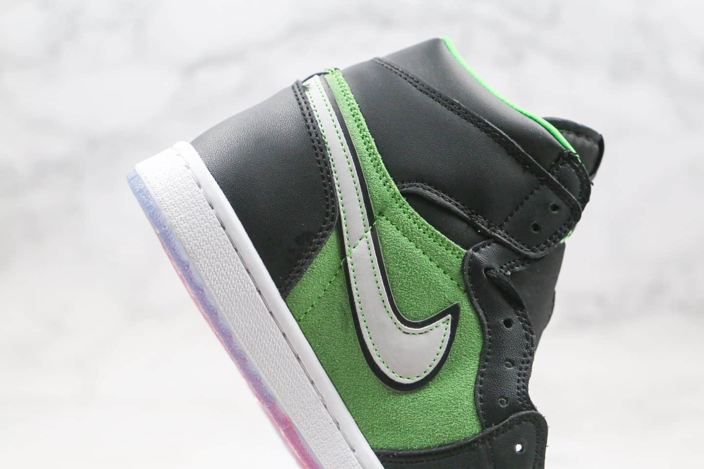 乔丹AIR JORDAN 1 HIGH ZOOM RAGE GREEN公司级版本高帮AJ1黑绿色果冻彩虹底原盒原标原楦头纸板打造 货号：CK6637-300