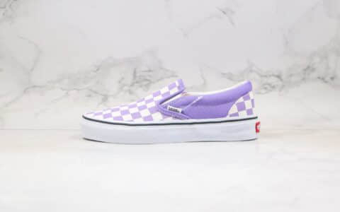 万斯Vans Authentic公司级版本棋盘格一脚蹬帆布鞋香芋紫色原楦开发正确硫化版本