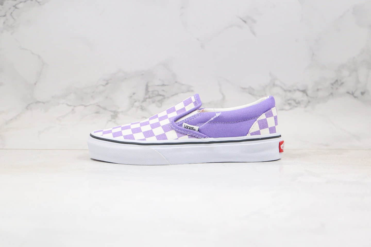 万斯Vans Authentic公司级版本棋盘格一脚蹬帆布鞋香芋紫色原楦开发正确硫化版本