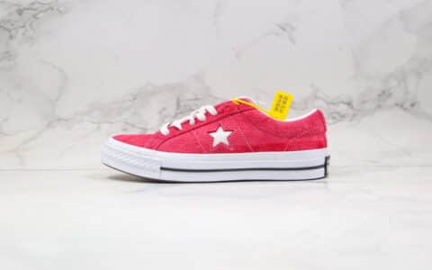 匡威Converse One Star公司级版本木村一星板鞋翻毛皮玫红色正确蓝底高清洁度做工