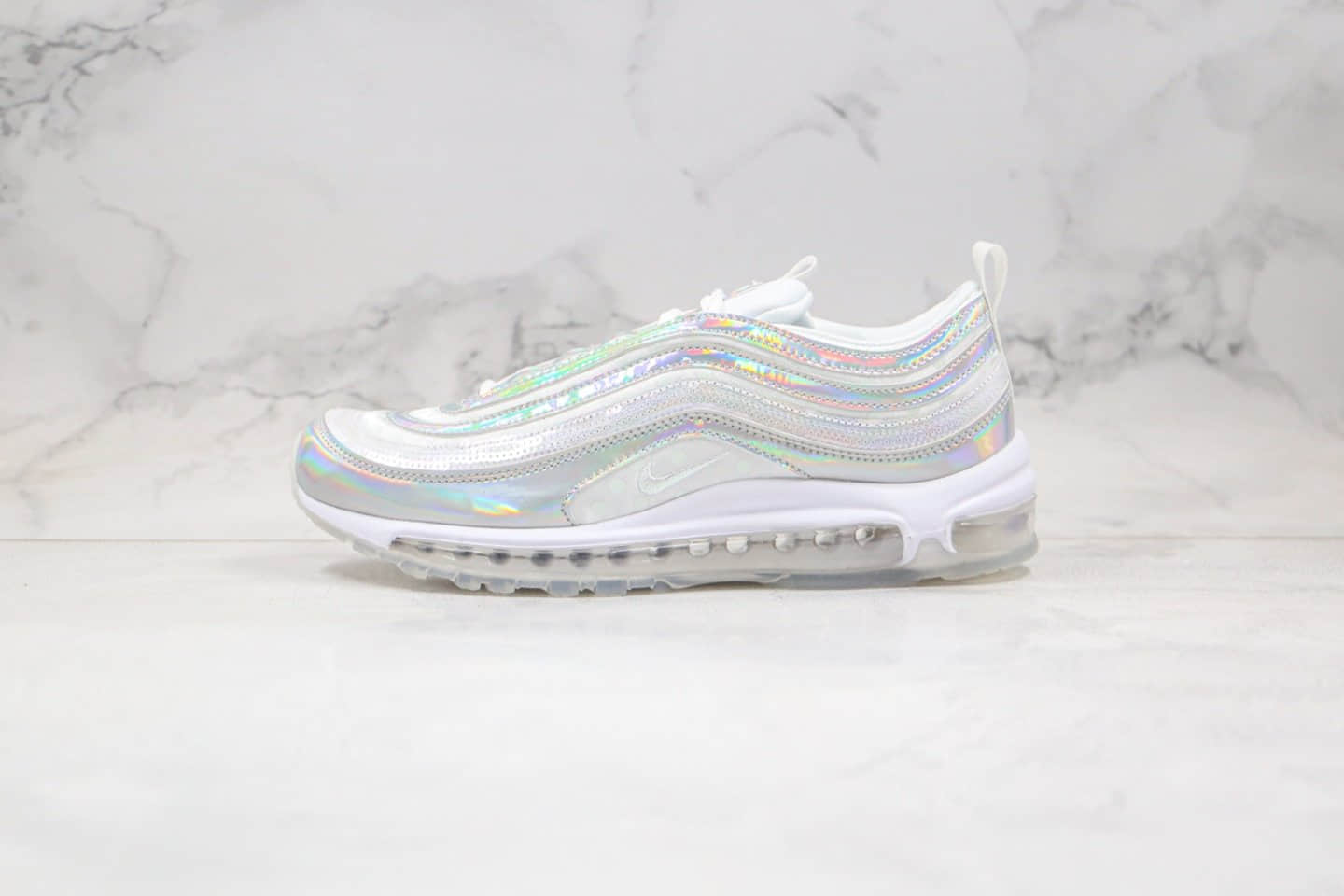 耐克Nike Air Max 97 Opalescent纯原版本子弹头气垫鞋珍珠炫彩配色内置全掌气垫正确鞋面卡色 货号：CU8872-196